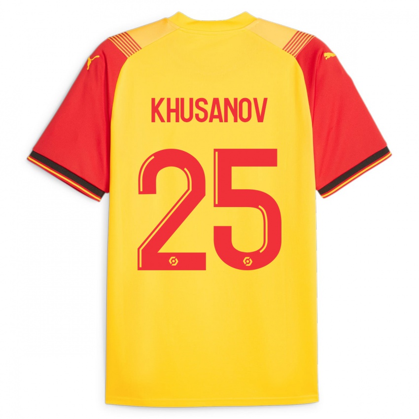 Criança Camisola Abdukodir Khusanov #25 Amarelo Principal 2023/24 Camisa