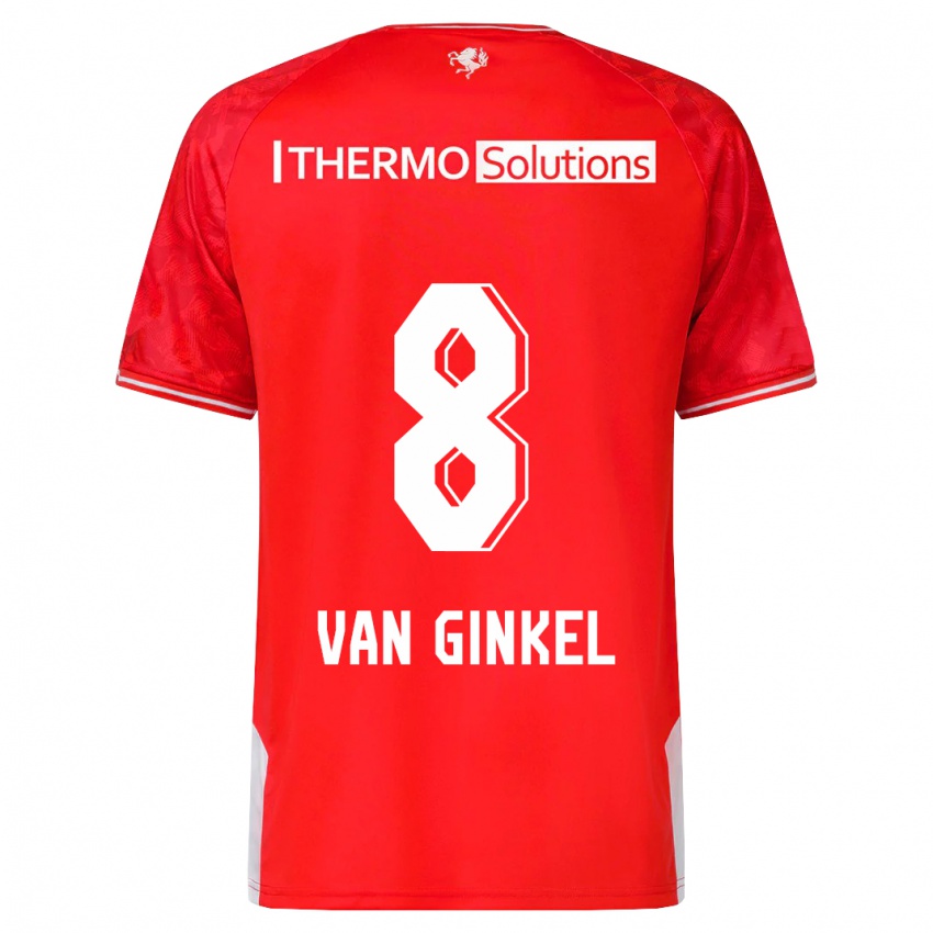 Criança Camisola Danique Van Ginkel #8 Vermelho Principal 2023/24 Camisa