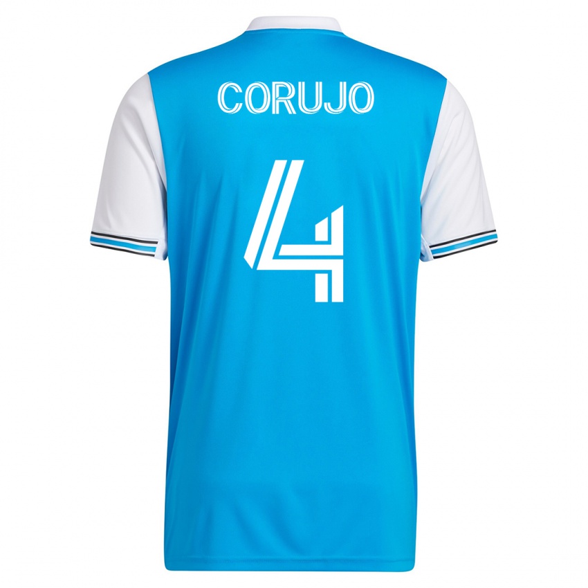 Criança Camisola Guzmán Corujo #4 Azul Principal 2023/24 Camisa