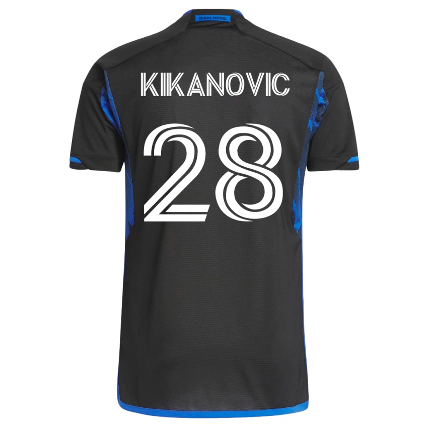 Criança Camisola Benjamin Kikanovic #28 Azul Preto Principal 2023/24 Camisa