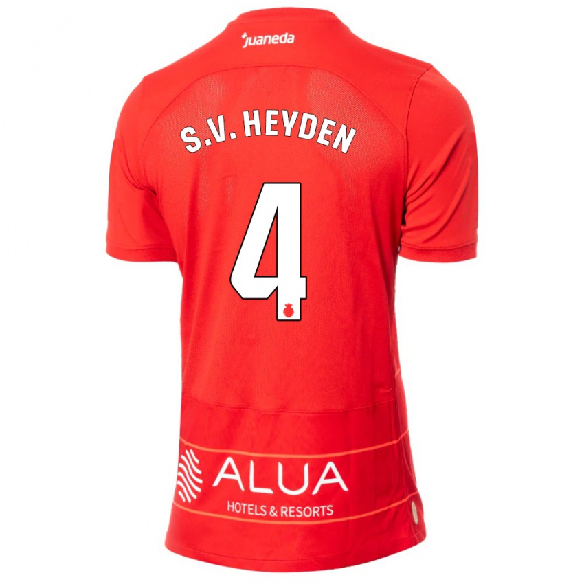 Criança Camisola Siebe Van Der Heyden #4 Vermelho Principal 2023/24 Camisa