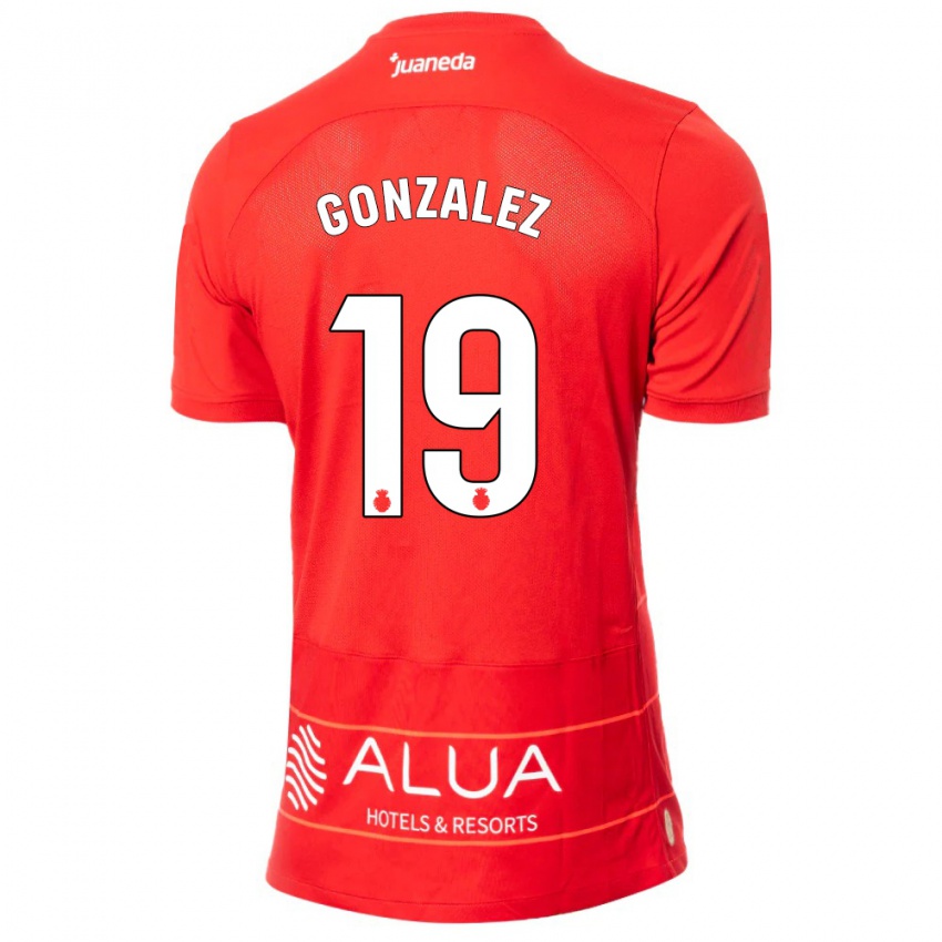 Criança Camisola Adrià González #19 Vermelho Principal 2023/24 Camisa