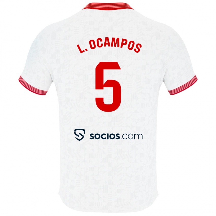 Criança Camisola Lucas Ocampos #5 Branco Principal 2023/24 Camisa