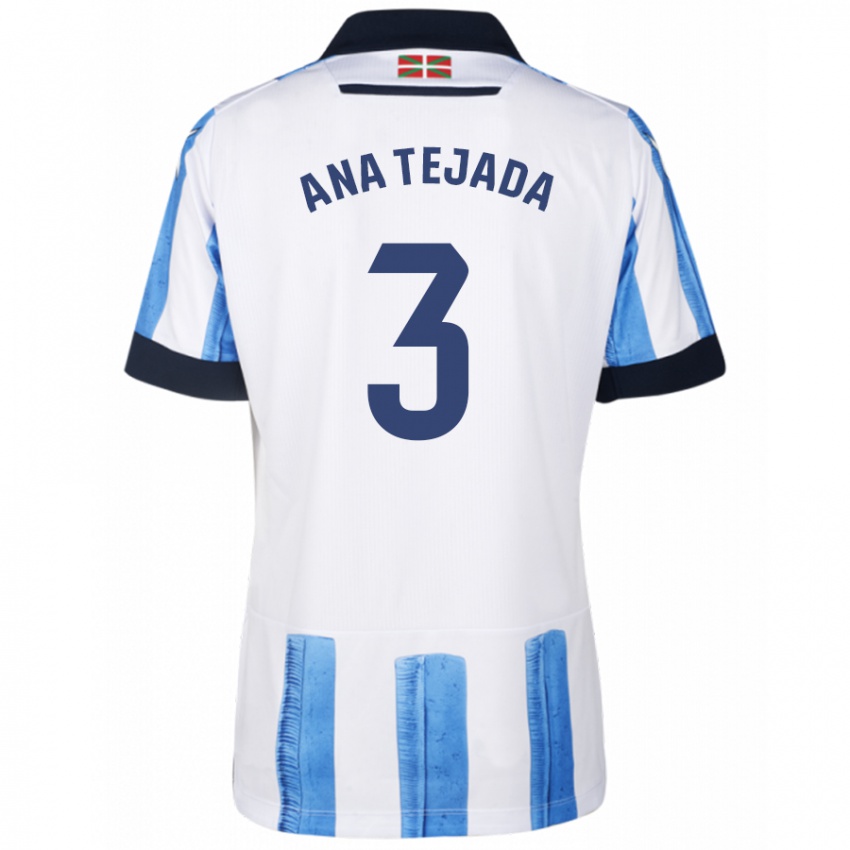 Criança Camisola Ana Tejada Jiménez #3 Branco Azulado Principal 2023/24 Camisa