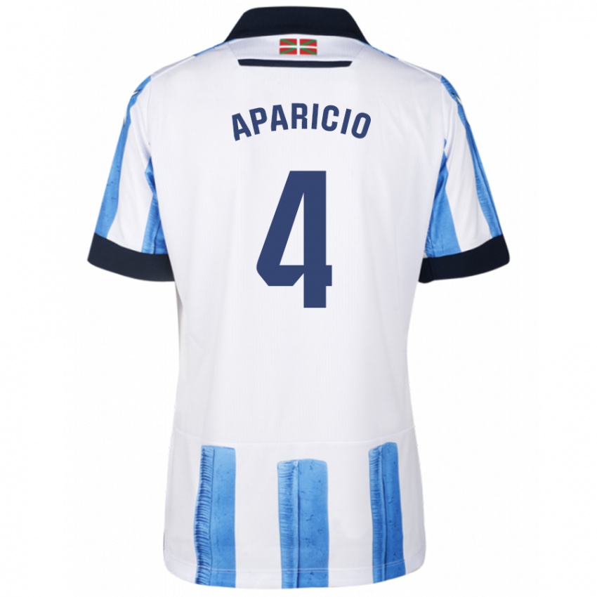 Criança Camisola Nahia Aparicio Jaular #4 Branco Azulado Principal 2023/24 Camisa