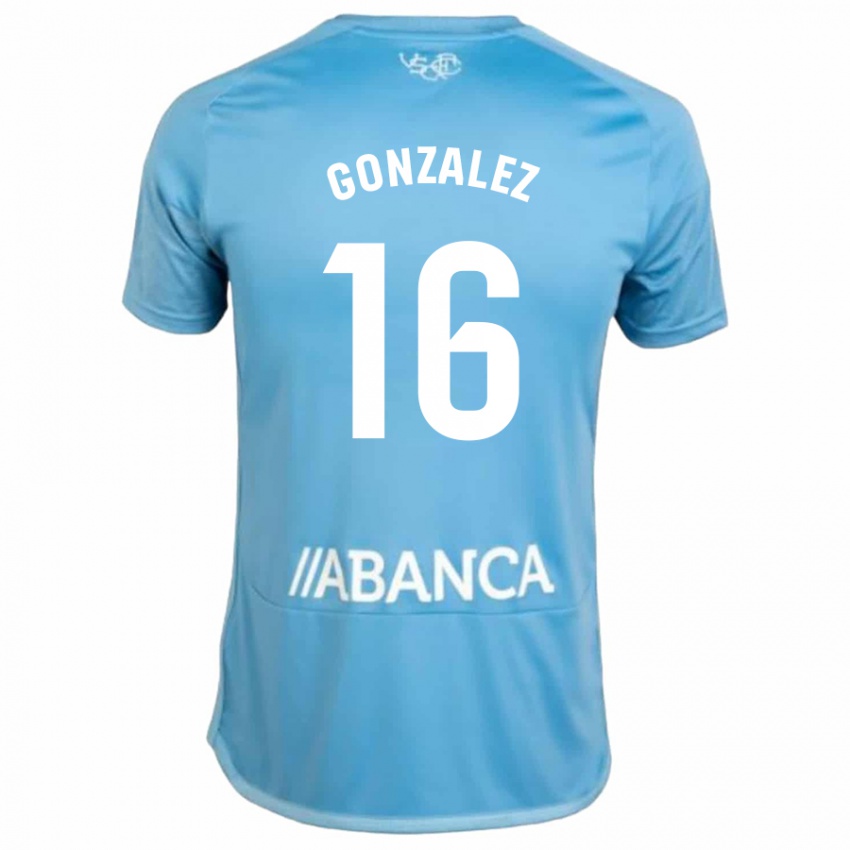Criança Camisola Dani González #16 Azul Principal 2023/24 Camisa