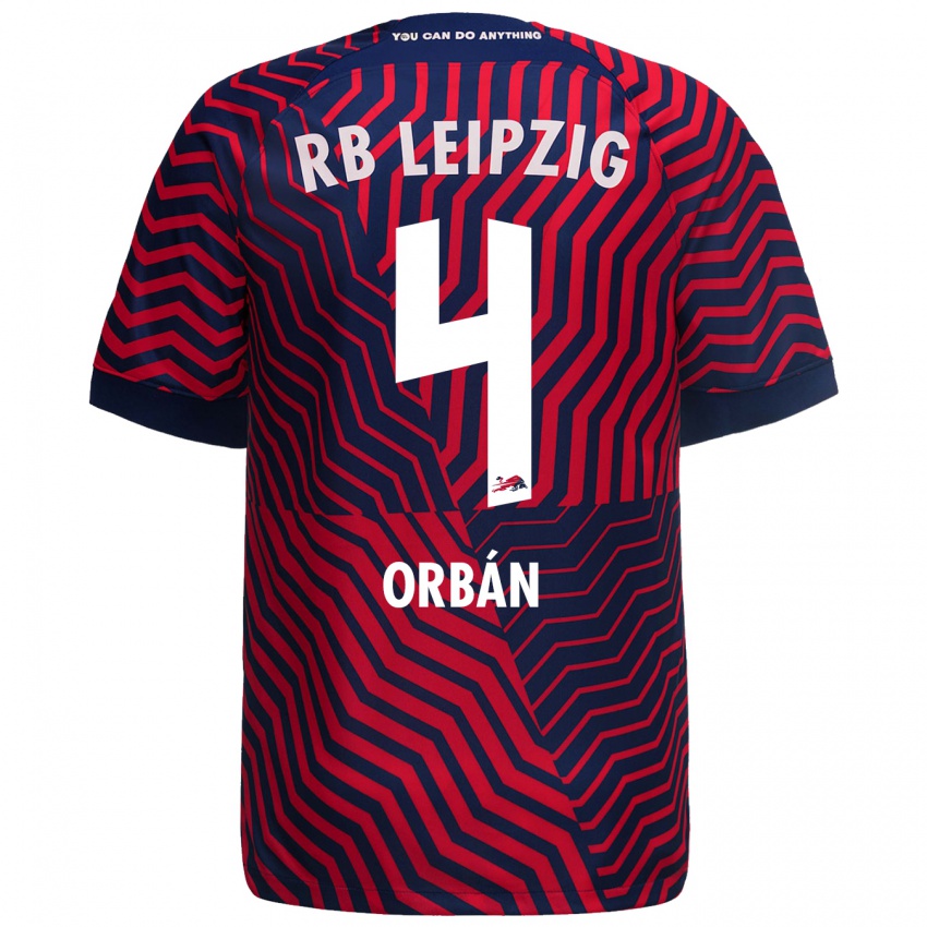 Criança Camisola Willi Orban #4 Azul Vermelho Alternativa 2023/24 Camisa