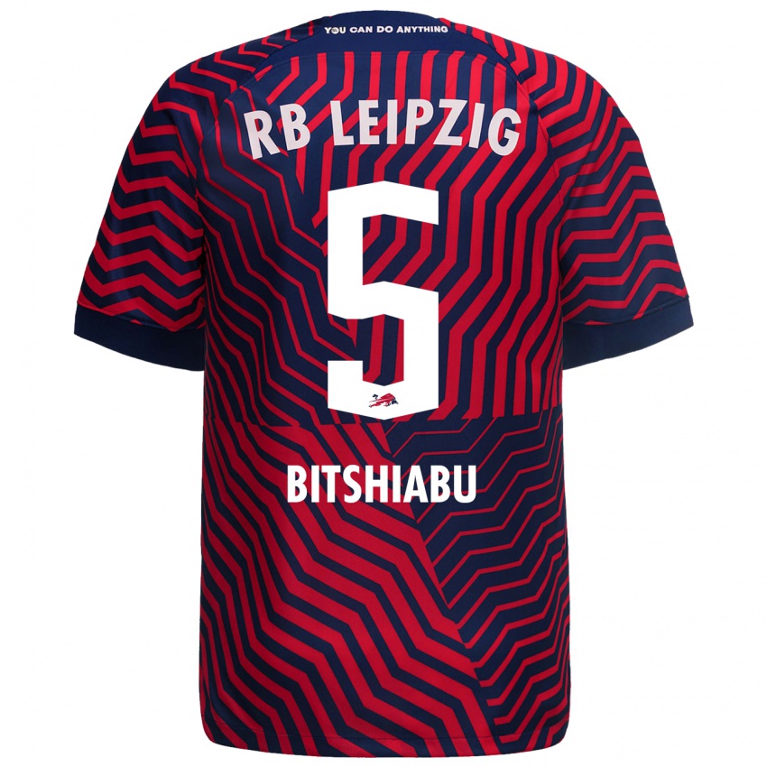 Criança Camisola El Chadaille Bitshiabu #5 Azul Vermelho Alternativa 2023/24 Camisa