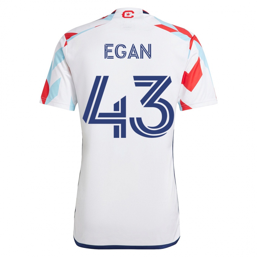 Criança Camisola Noah Egan #43 Branco Azul Alternativa 2023/24 Camisa