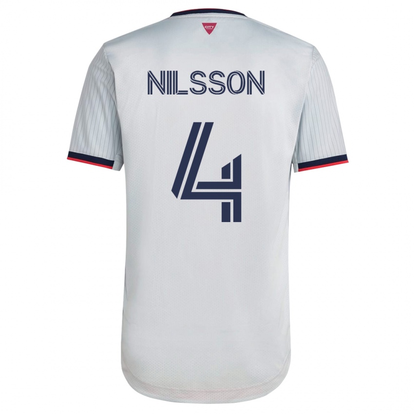 Criança Camisola Joakim Nilsson #4 Branco Alternativa 2023/24 Camisa