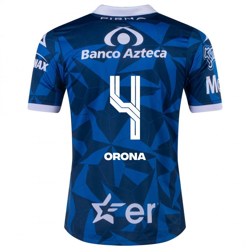 Criança Camisola Efraín Orona #4 Azul Alternativa 2023/24 Camisa