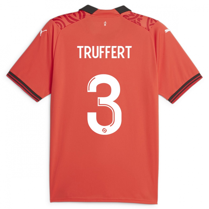 Homem Camisola Adrien Truffert #3 Vermelho Principal 2023/24 Camisa