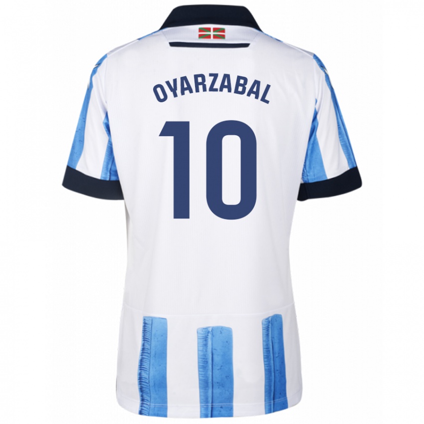 Homem Camisola Mikel Oyarzabal #10 Branco Azulado Principal 2023/24 Camisa