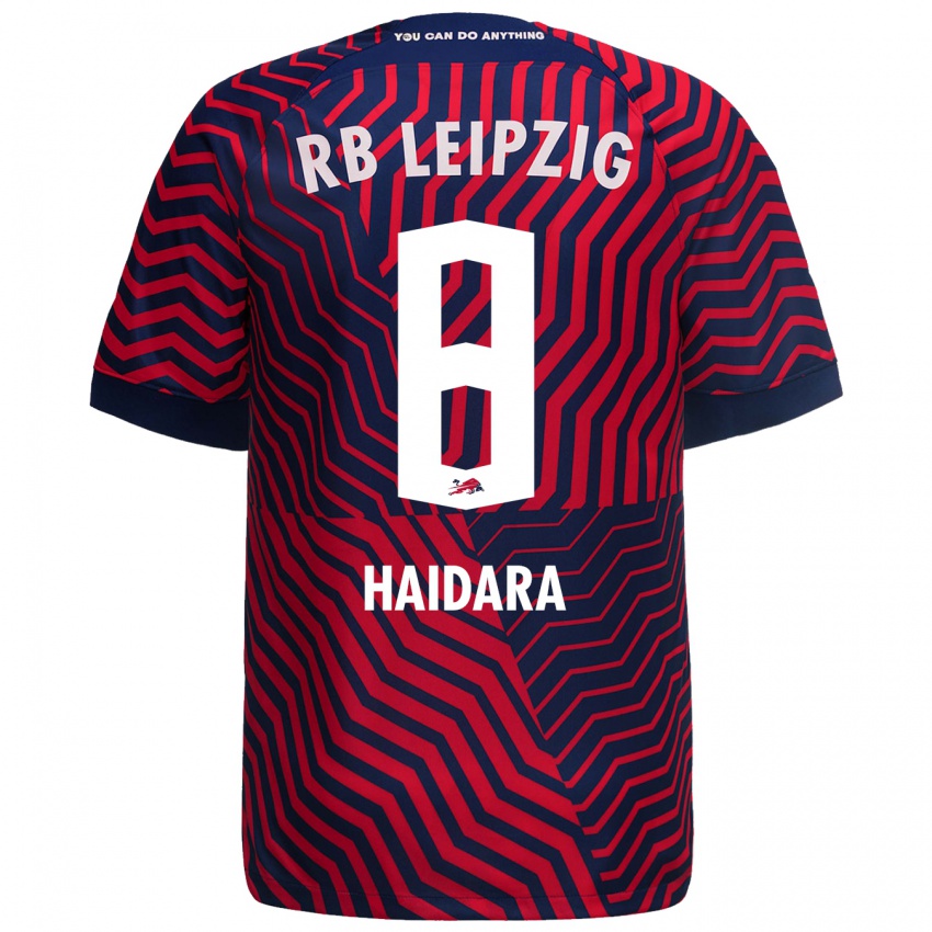 Homem Camisola Amadou Haidara #8 Azul Vermelho Alternativa 2023/24 Camisa