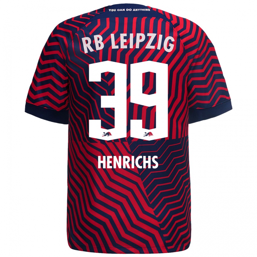 Homem Camisola Benjamin Henrichs #39 Azul Vermelho Alternativa 2023/24 Camisa