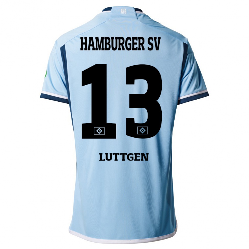 Homem Camisola Lasse Lüttgen #13 Azul Alternativa 2023/24 Camisa