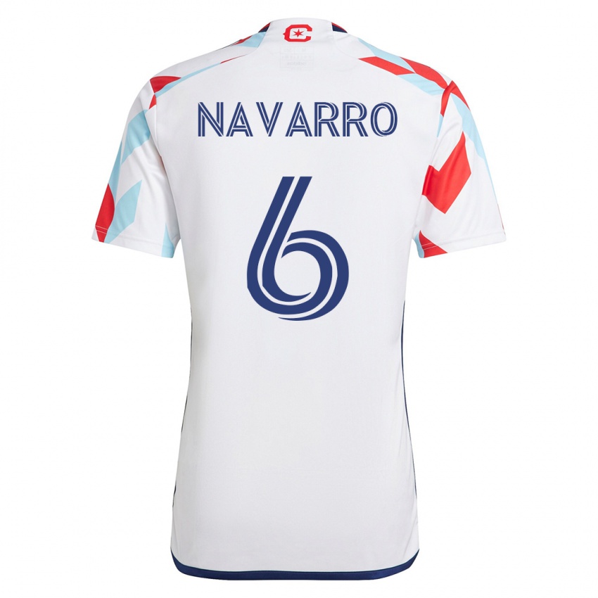 Homem Camisola Miguel Navarro #6 Branco Azul Alternativa 2023/24 Camisa
