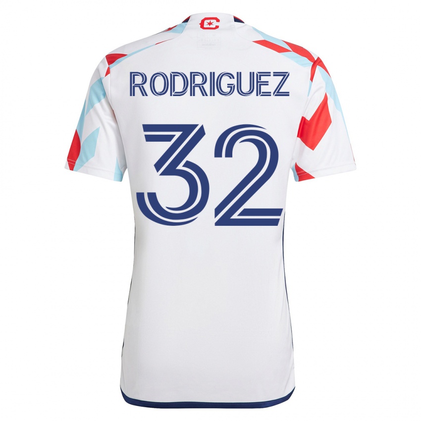 Homem Camisola Missael Rodríguez #32 Branco Azul Alternativa 2023/24 Camisa