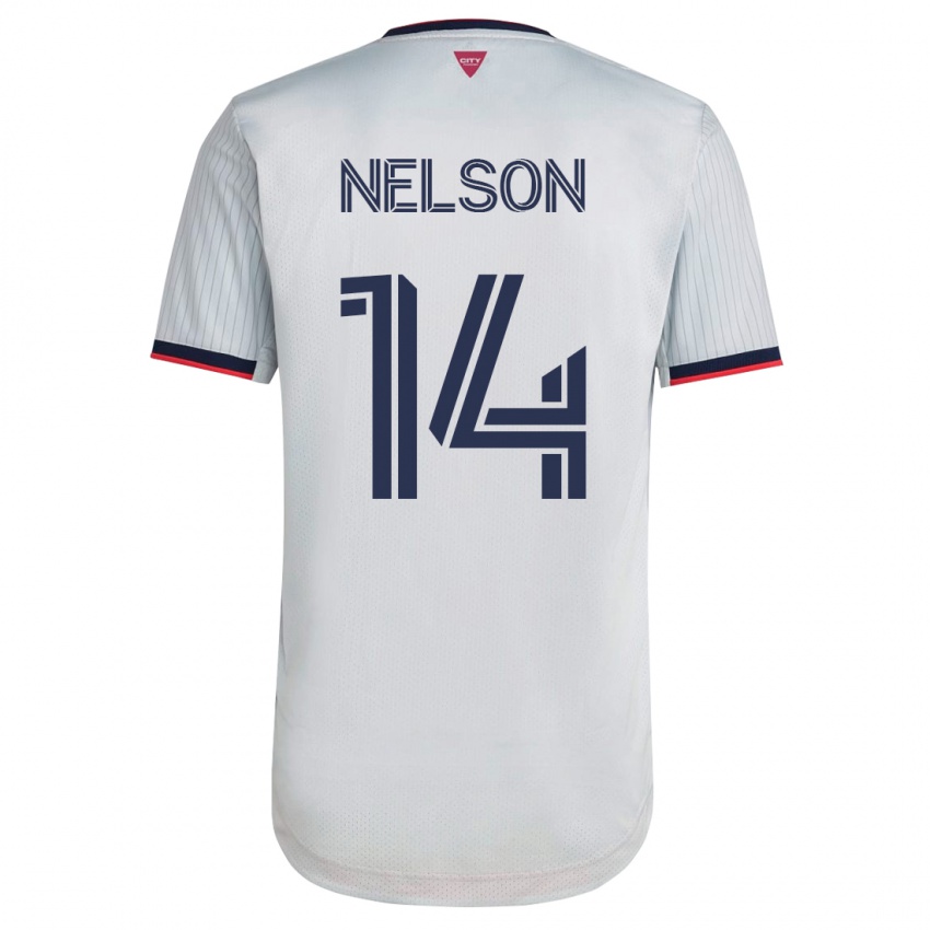 Homem Camisola John Nelson #14 Branco Alternativa 2023/24 Camisa