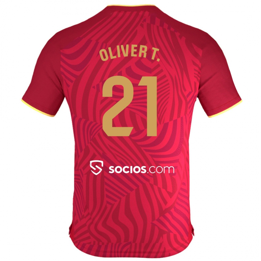 Homem Camisola Oliver Torres #21 Vermelho Alternativa 2023/24 Camisa