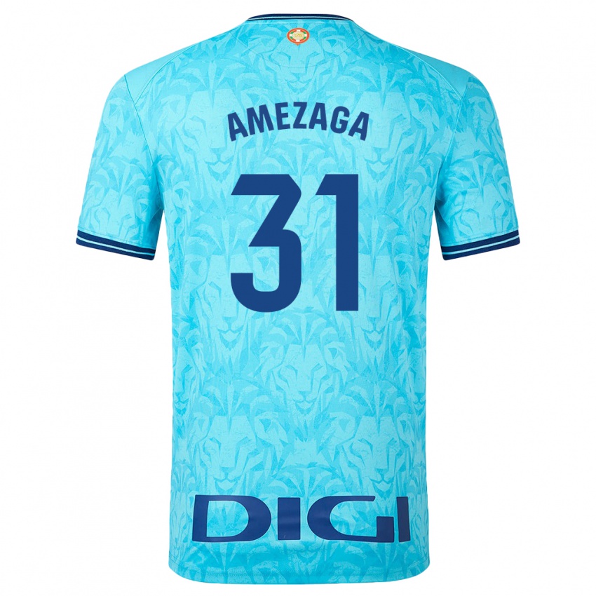Homem Camisola Jone Amezaga #31 Céu Azul Alternativa 2023/24 Camisa