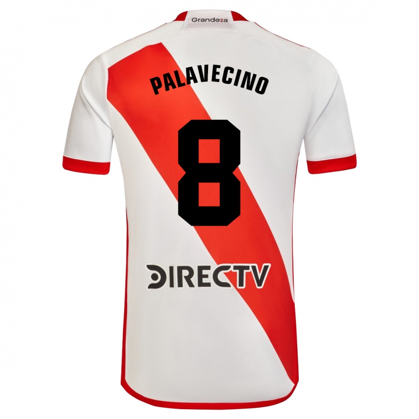 Mulher Camisola Agustin Palavecino #8 Branco Vermelho Principal 2023/24 Camisa