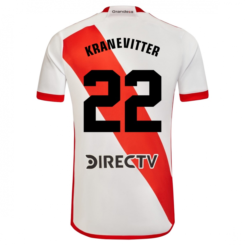 Mulher Camisola Matias Kranevitter #22 Branco Vermelho Principal 2023/24 Camisa