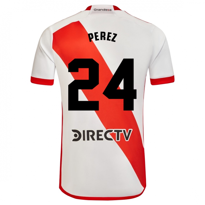 Mulher Camisola Enzo Perez #24 Branco Vermelho Principal 2023/24 Camisa