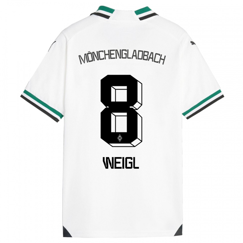 Mulher Camisola Julian Weigl #8 Branco Verde Principal 2023/24 Camisa