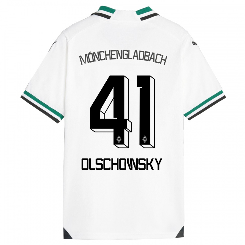 Mulher Camisola Jan Olschowsky #41 Branco Verde Principal 2023/24 Camisa