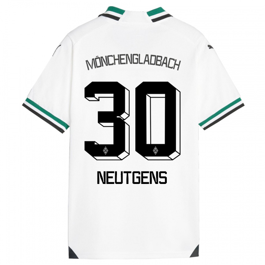 Mulher Camisola Maximilian Neutgens #30 Branco Verde Principal 2023/24 Camisa
