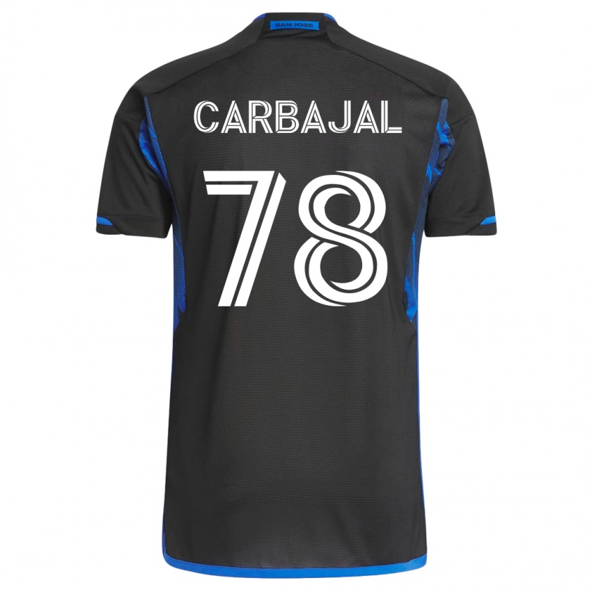 Mulher Camisola Sebastian Carbajal #78 Azul Preto Principal 2023/24 Camisa