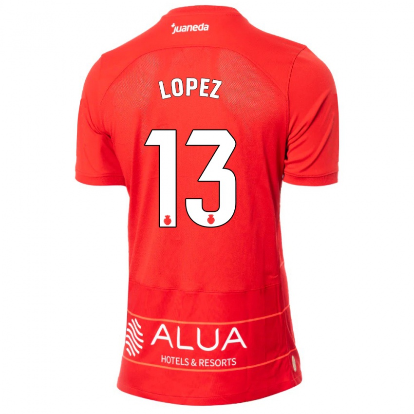 Mulher Camisola Iván López #13 Vermelho Principal 2023/24 Camisa