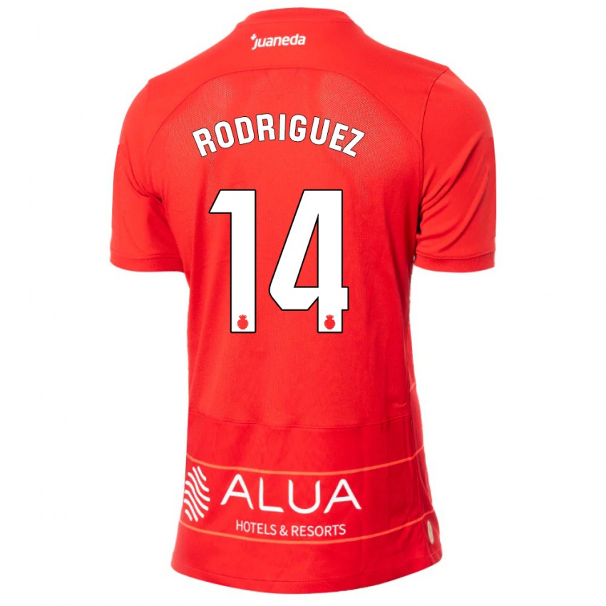 Mulher Camisola Diego Rodríguez #14 Vermelho Principal 2023/24 Camisa