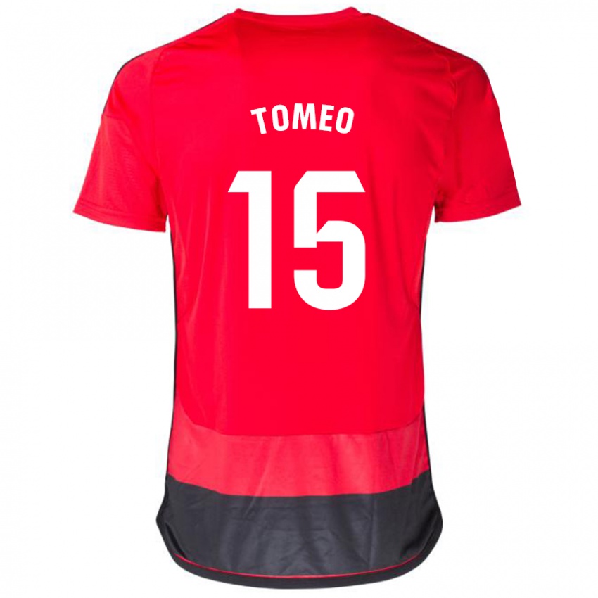 Mulher Camisola Pablo Tomeo #15 Vermelho Preto Principal 2023/24 Camisa