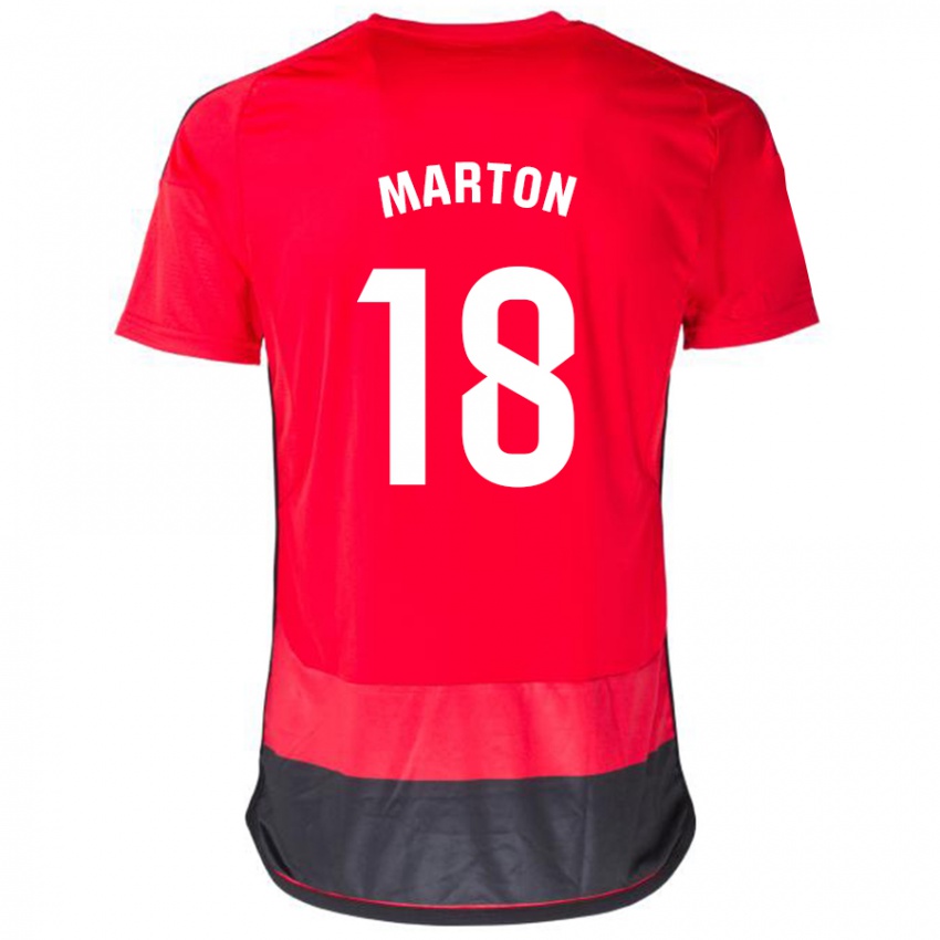 Mulher Camisola Javier Marton #18 Vermelho Preto Principal 2023/24 Camisa