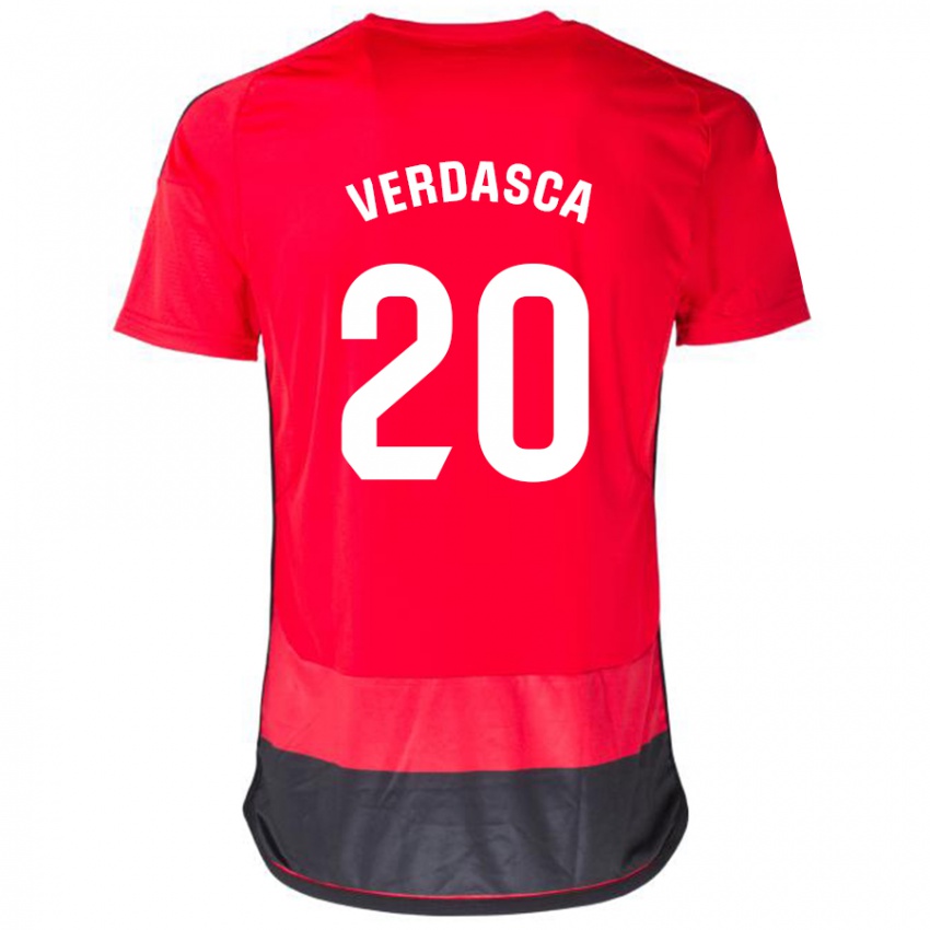 Mulher Camisola Diogo Verdasca #20 Vermelho Preto Principal 2023/24 Camisa