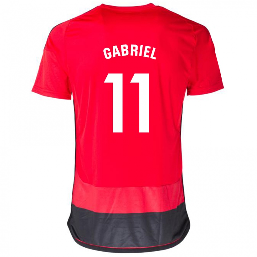 Mulher Camisola Sergio Gabriel #11 Vermelho Preto Principal 2023/24 Camisa