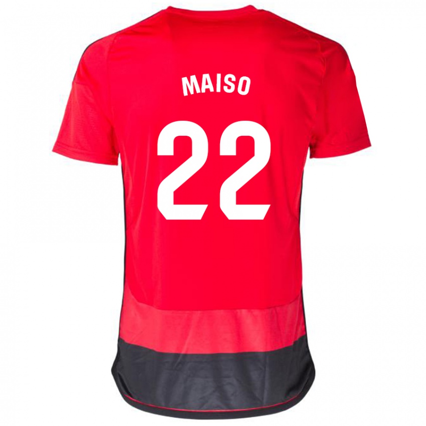 Mulher Camisola Álvaro Maiso #22 Vermelho Preto Principal 2023/24 Camisa