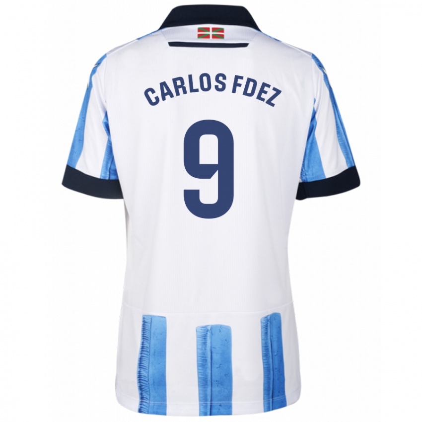 Mulher Camisola Carlos Fernandez #9 Branco Azulado Principal 2023/24 Camisa