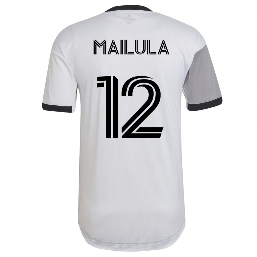 Mulher Camisola Cassius Mailula #12 Branco Alternativa 2023/24 Camisa