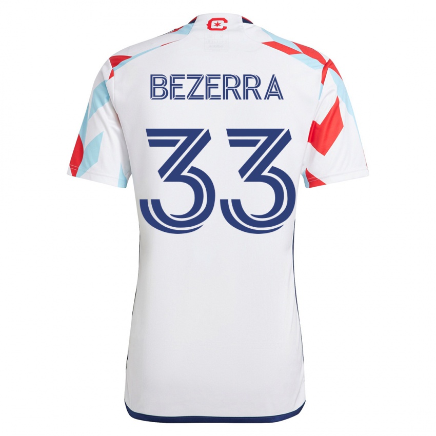 Mulher Camisola Victor Bezerra #33 Branco Azul Alternativa 2023/24 Camisa