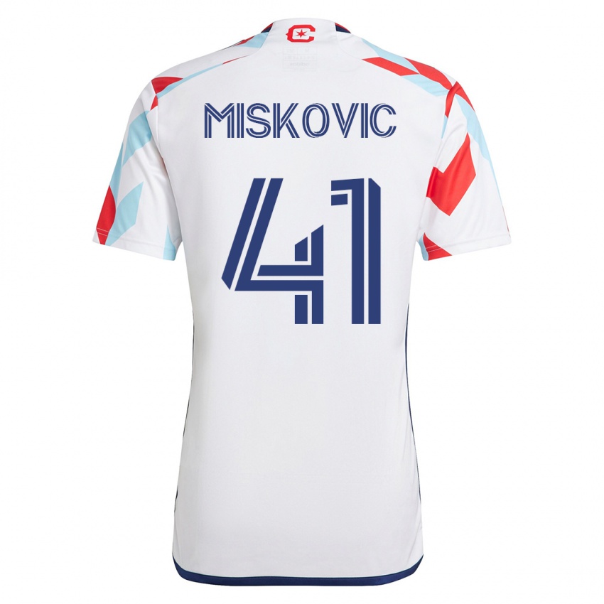 Mulher Camisola Mihajlo Miskovic #41 Branco Azul Alternativa 2023/24 Camisa