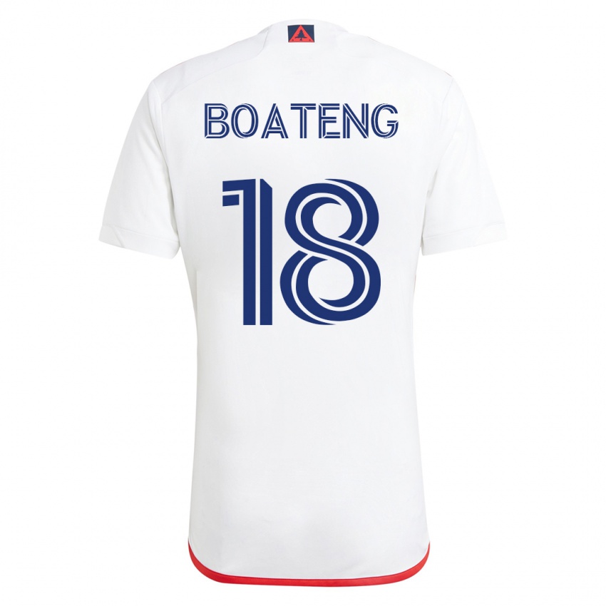 Mulher Camisola Emmanuel Boateng #18 Branco Vermelho Alternativa 2023/24 Camisa