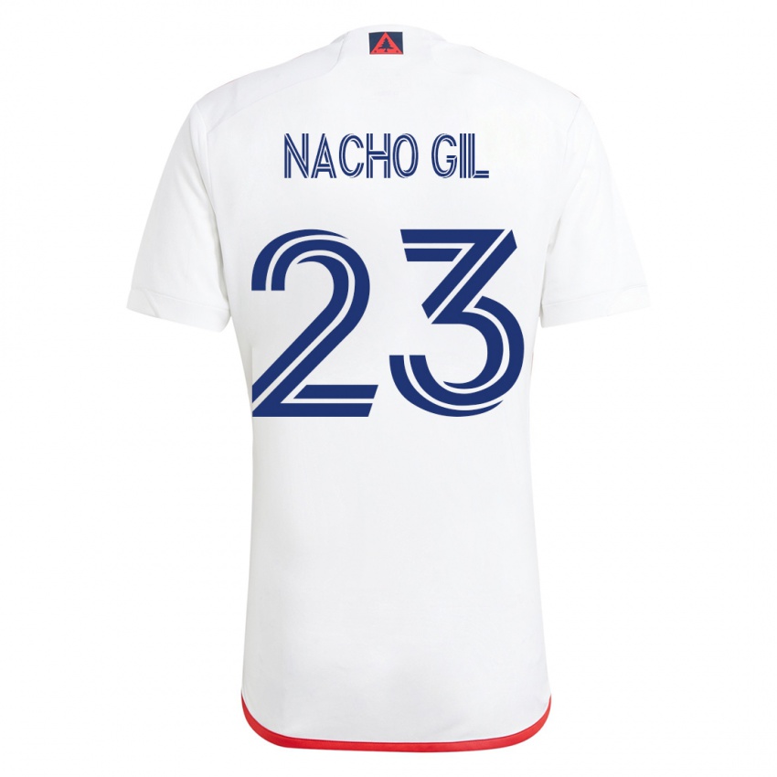 Mulher Camisola Nacho Gil #23 Branco Vermelho Alternativa 2023/24 Camisa