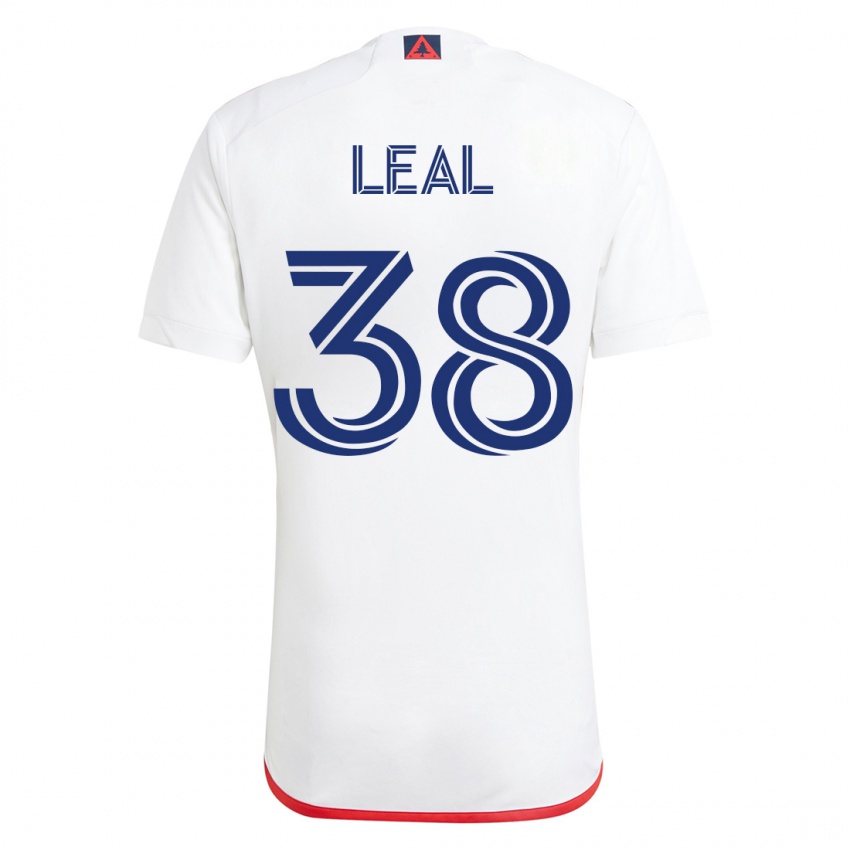 Mulher Camisola Patrick Leal #38 Branco Vermelho Alternativa 2023/24 Camisa