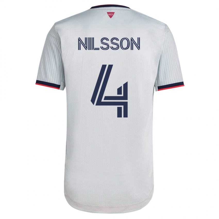 Mulher Camisola Joakim Nilsson #4 Branco Alternativa 2023/24 Camisa