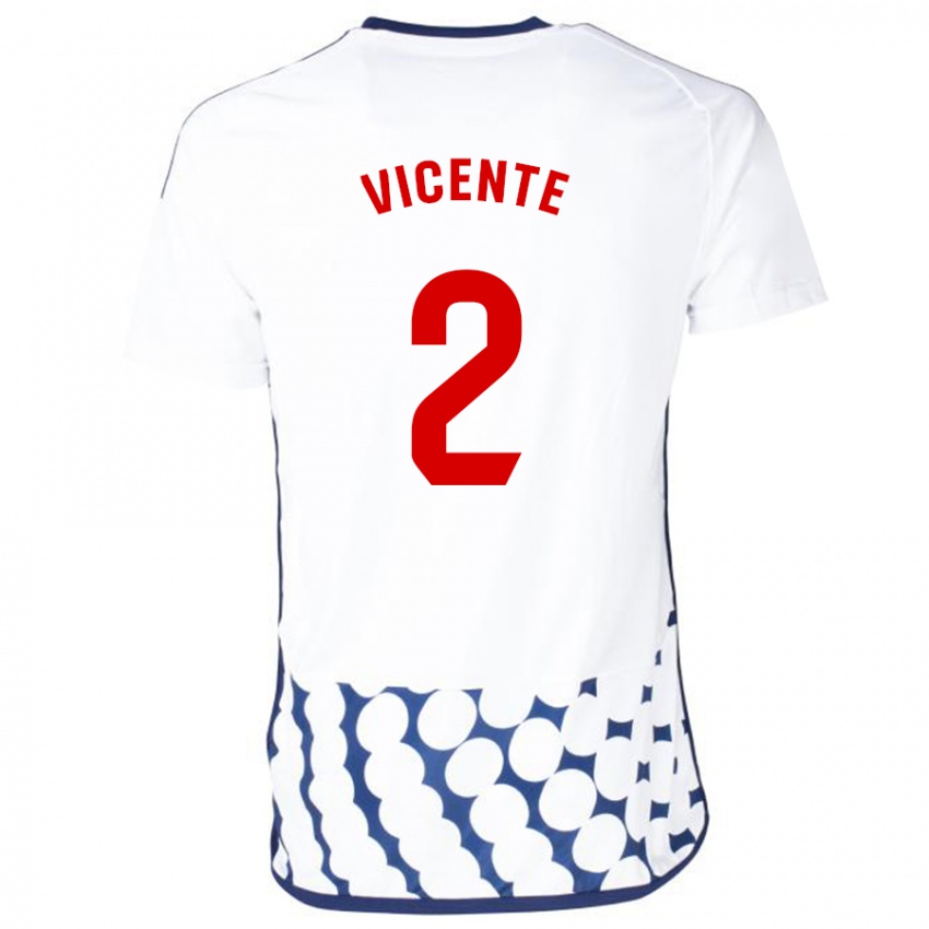 Mulher Camisola David Vicente #2 Branco Alternativa 2023/24 Camisa