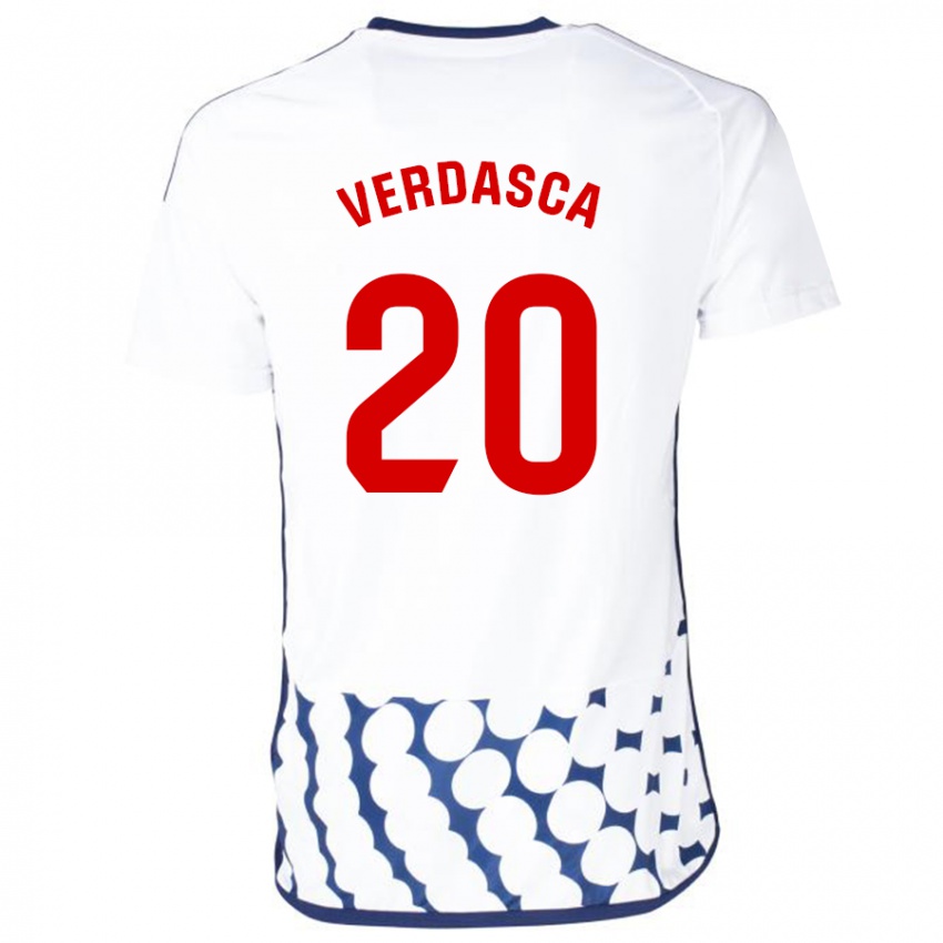 Mulher Camisola Diogo Verdasca #20 Branco Alternativa 2023/24 Camisa