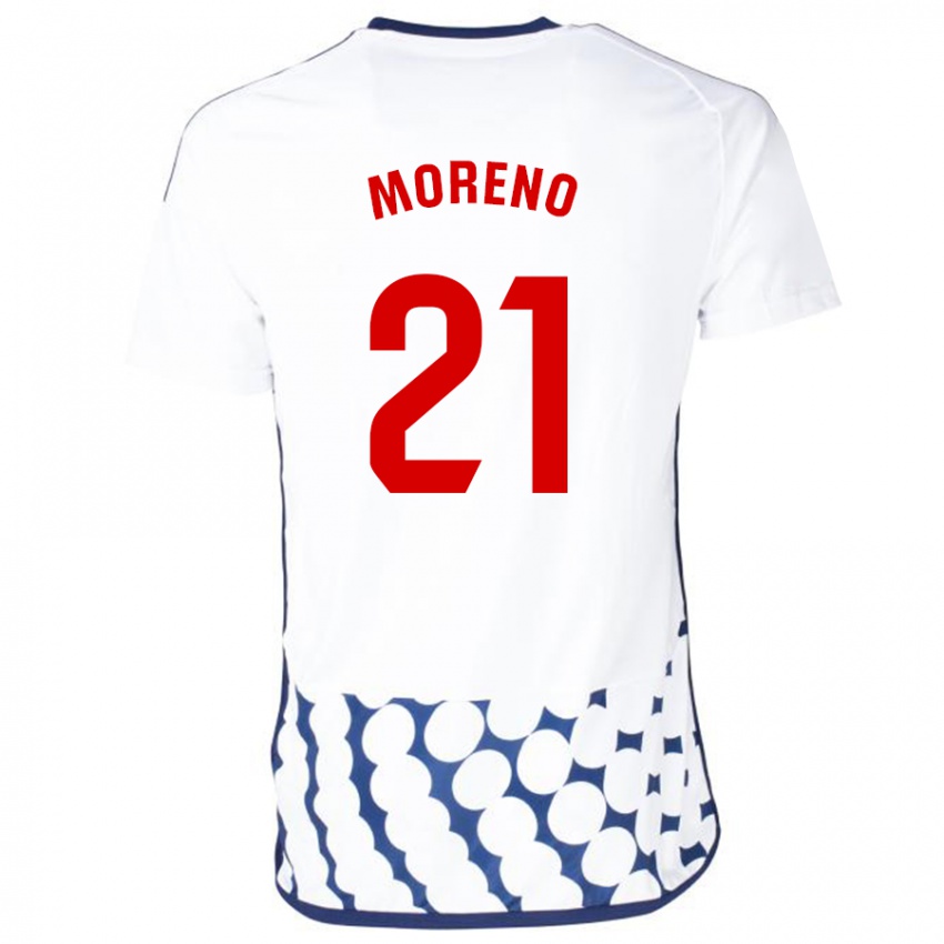 Mulher Camisola Diego Moreno #21 Branco Alternativa 2023/24 Camisa